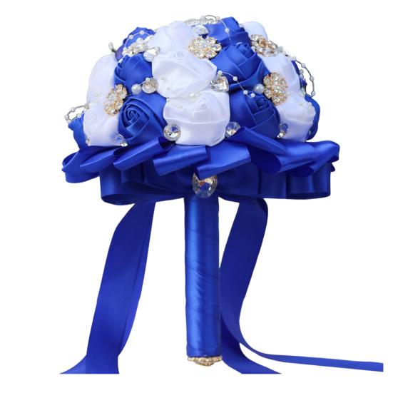 Свадебный букет для невесты. Искусственный атласный цветок. Свадебный букет со стразами. Искусственный жемчуг. Букет цветов для подружки невесты с ручкой.